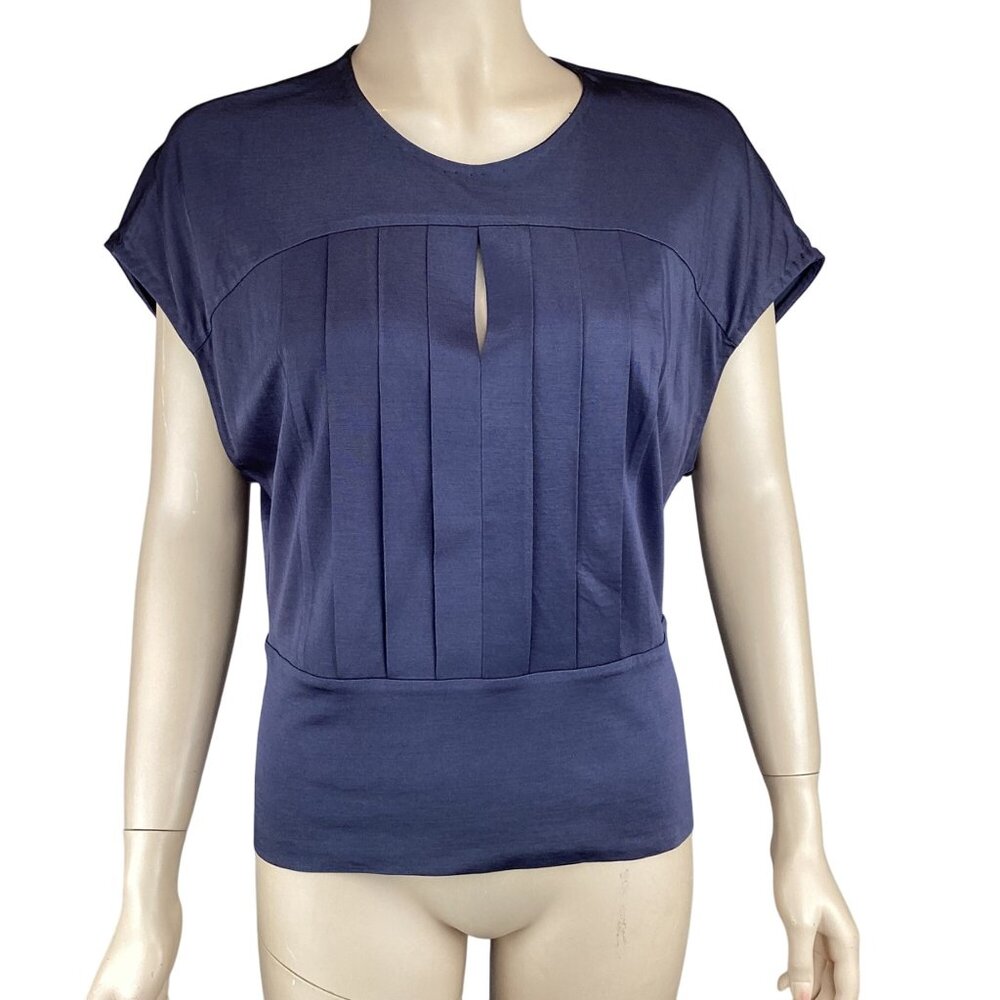 3.1 Phillip Lim Top Size Medium Keyhole Charcoal Gray‎ Pleated Detail
